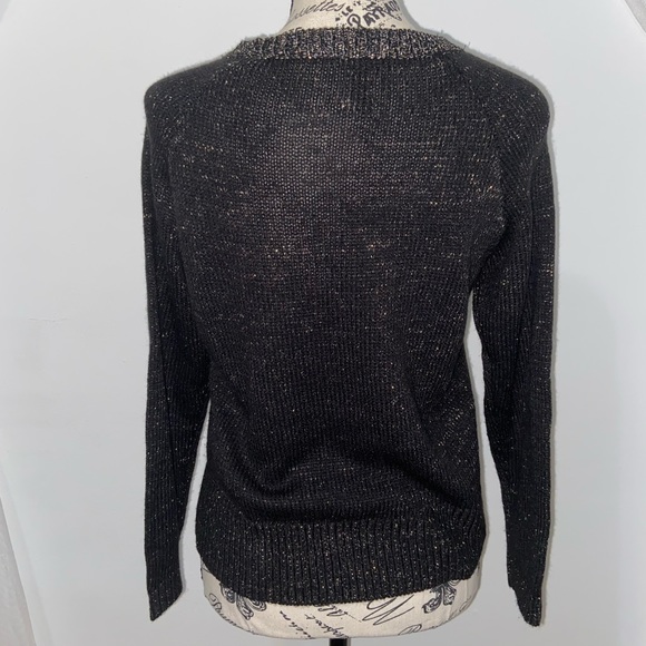 H&M Knit Raglan Black & Gold Scoop Neck Sweater - Picture 3 of 12